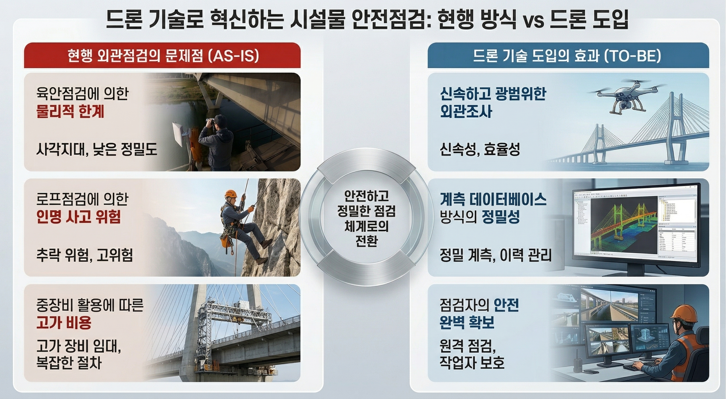 드론 기술로 혁신하는 시설물 안전점검: 현행 방식 vs 드론 도입
